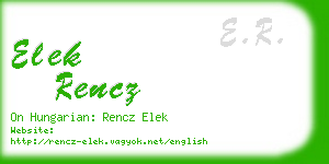 elek rencz business card